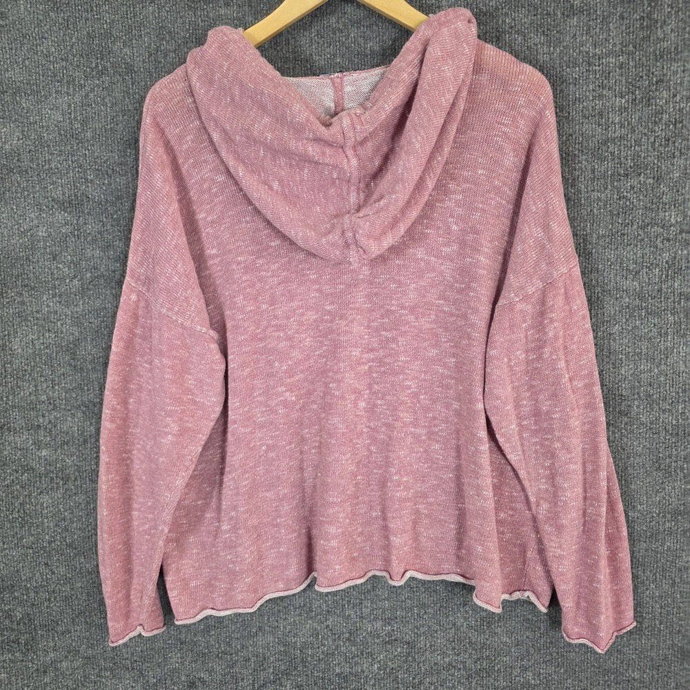 Eileen Fisher XL Organic Cotton Linen Slub Hooded Sweater Top Tunic Hoodie Knit - Picture 3 of 8